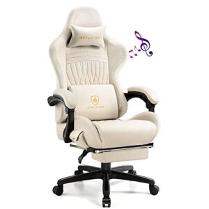 gtplayer chair computer gaming chair (leather, ivory)