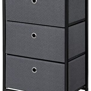 Camabel 28” Vertical Dresser Storage Tower with 3 Drawers Large Capacity Fabric Nightstand Drawer with Sturdy Steel Frame and Rustproof Wood Top Organizer Unit for Living Room Bedroom Hallway Closet