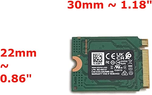 Micron SSD 512GB M.2 2230 30mm NVMe PCIe 4.0 Gen4 x4 MTFDKBK512TFK 2450 Series Solid State Drive for PS5 Dell HP Lenovo Ultrabook Surface Pro Steam Deck