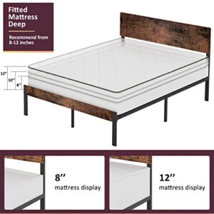 Bilily King Bed Frame with Wooden Headboard and Footboard, Metal Platform Bed Frame with Strong Steel Slat Support, Mattress Foundation/No Box Spring Needed/Non-Slip/Noise Free