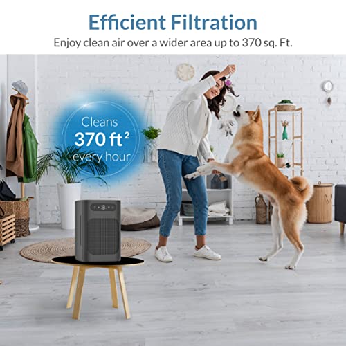 Purafide XP120 Veteran Owned, Desk & Countertop Air Purifier with Dual Air Intake Power, 2 Sets of Filters & 4 Stage Filtration for up to 370 Sq Ft, Black, Pack of 1