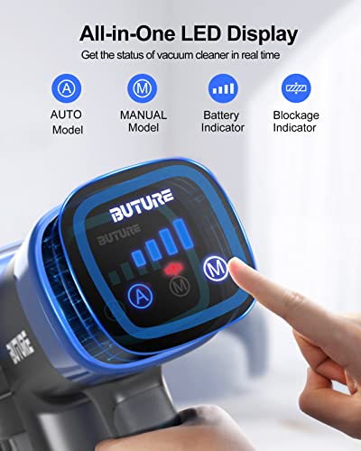 BuTure Cordless Vacuum Cleaner, 33Kpa 450W with Auto Mode Docking Station, Stick Vacuum Cleaner Handheld Wireless Household Vacuum Cleaner for Pet Hair Carpet and Hard Floor