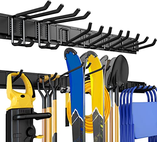 UUP Garage Tool Organizer Wall Mount 48 Inches Garden Tool Organizer Adjustable Shovel Holder Wall Mount Holds 440lbs, Alloy Steel Garage Wall Organizer for Rake Mop Shovel Snowboard