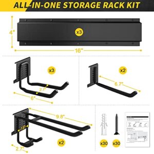 UUP Garage Tool Organizer Wall Mount 48 Inches Garden Tool Organizer Adjustable Shovel Holder Wall Mount Holds 440lbs, Alloy Steel Garage Wall Organizer for Rake Mop Shovel Snowboard