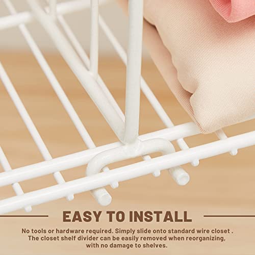 Set of 12 Wire Shelf Divider for Closet Organization Clothes Wardrobe Separators Closet Shelf Organizer Closet Shelf Divider Shelving Storage Rack Separator for Cabinets Kitchen Office, White