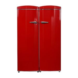 conserv 24 inch frost free retro refrigerator-freezer set (red)