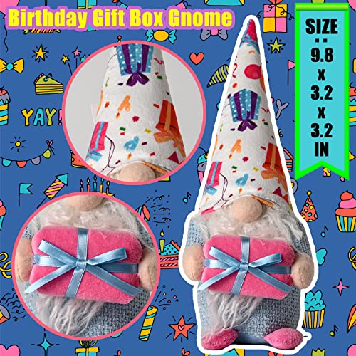 unanscre Birthday Gnomes Plush Elf Decoration - 4PCS Happy Birthday Handmade Swedish Tomte Dolls, Cute Scandinavian Gnomes for Home Farmhouse Table Ornament, Party Favor Gifts, Tiered Tray Decor