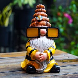 joint honglin gnome garden statues and figurines outdoor - sunglasses funny gnome solar light outdoor sculptures cute outdoor decor for yard lawn (sunglasses gnome)