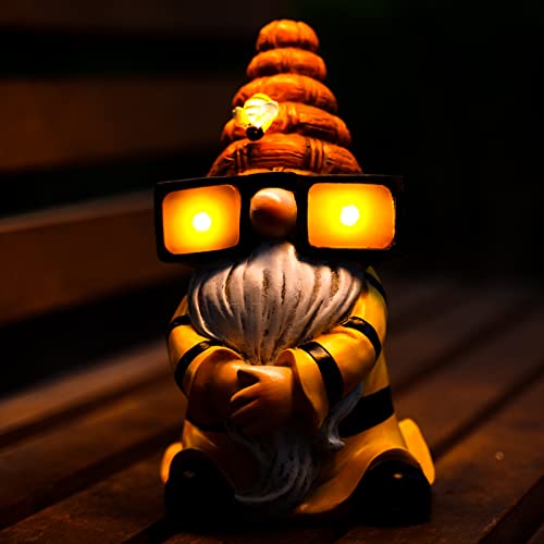 Joint Honglin Gnome Garden Statues and Figurines Outdoor - Sunglasses Funny Gnome Solar Light Outdoor Sculptures Cute Outdoor Decor for Yard Lawn (Sunglasses Gnome)