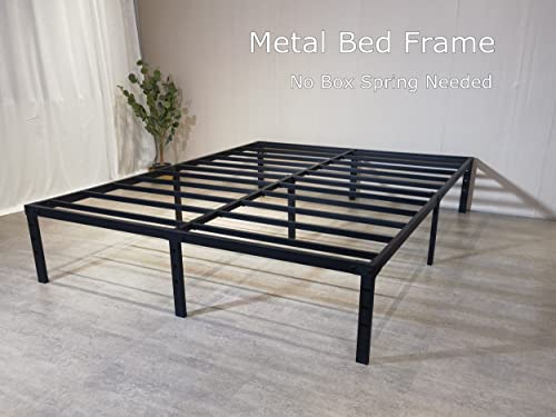 NEW JETO Metal Bed Frame-Simple and Atmospheric Metal Platform Bed Frame, Storage Space Under The Bed Heavy Duty Frame Bed, Durable King Size Bed Frame, Suitable for Bedroom, King