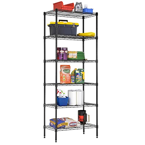 BestOffice Adjustable Wire Shelving Storage Shelves Heavy Duty Shelving Unit for Small Places Kitchen Garage (Black, 13" D x 23" W x 59" H)