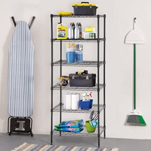 BestOffice Adjustable Wire Shelving Storage Shelves Heavy Duty Shelving Unit for Small Places Kitchen Garage (Black, 13" D x 23" W x 59" H)