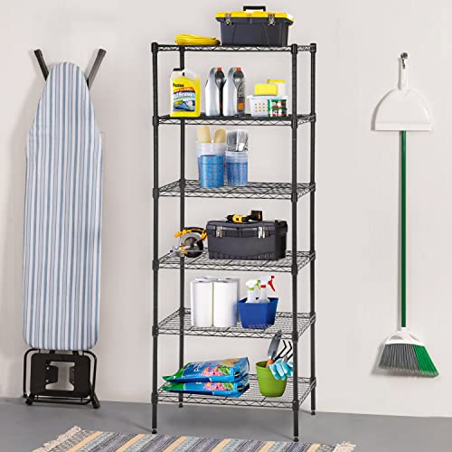 BestOffice Adjustable Wire Shelving Storage Shelves Heavy Duty Shelving Unit for Small Places Kitchen Garage (Black, 13" D x 23" W x 59" H)