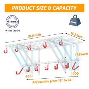 PLKOW Garage Wall Shelving 2-Pack Includes Bike Hooks, Sturdy Adjustable Garage Shelving Wall Mount (White, 2-Pack, New)