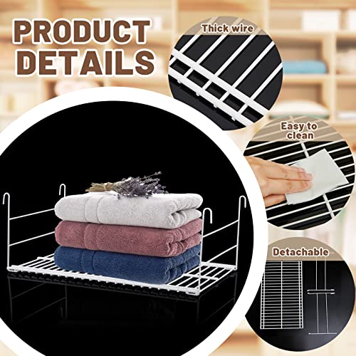 4 Pieces Hanging Wire Shelf Grid Wire Shelf Organizer Closet Hanger Rack Shelf Storage Shelf Accessory for Wire Shelving Closet Storage Organization, White