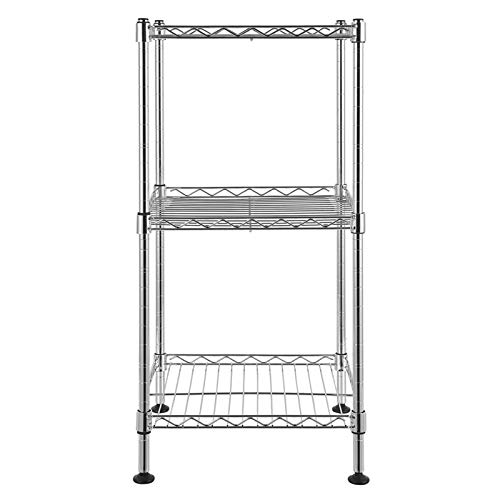 Kcelarec 3 Tier Adjustable Storage Shelf Metal Storage Rack Wire Shelving Unit Storage Shelves Metal 198Lbs Capacity for Pantry Closet Kitchen Laundry Silver