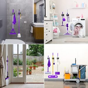 Broom Holder Wall Mount Self Adhesive, Sturdy Heavy Duty Stainless Steel Mop Gripper Rack Perforated Free, Perfect for Laundry Room Organizer, Fit with Laundry Kitchen Garage Garden Storage System
