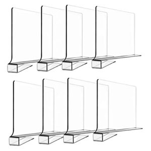 KIKILIE 8 Pack Clear Shelf Dividers, Transparent Closet Organizer, Acrylic Dividers for Purse,Handbags,Clothes,Sweaters - No Tool Required Organization Locker Wardrobe Shelves Organizers