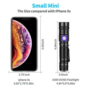 DARKBEAM UV Blacklight 365 Flashlight Rechargeable USB Woods lamp, Handheld LED Ultraviolet Black Light 370nm Portable Pocket with Clip, Detector for Pet Urine, Stains, Gem, Rocks, Money, Resin Curing