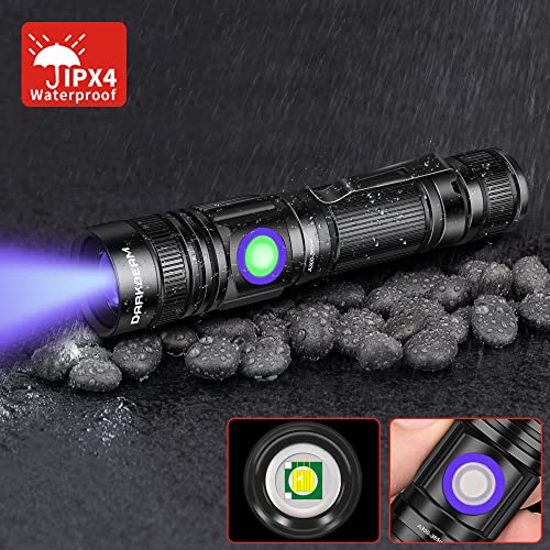 DARKBEAM UV Blacklight 365 Flashlight Rechargeable USB Woods lamp, Handheld LED Ultraviolet Black Light 370nm Portable Pocket with Clip, Detector for Pet Urine, Stains, Gem, Rocks, Money, Resin Curing