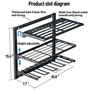 Power Tool Organizer Wall Mount,3 Layer Garage Tool Organizer and Storage Rack,Drill Holder Wall Mount,Heavy Duty Metal Tool Rack for Cordless Drill,Adjustable Garage Shelf Organization and Storage