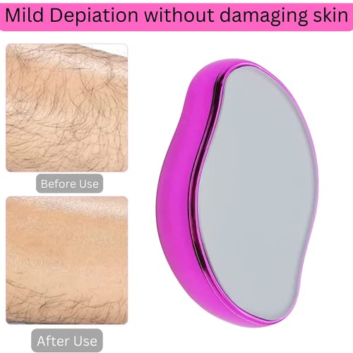 Crystal Hair Eraser | Reusable Exfoliation Flawless Magic Removal Stone for Men and Women Painless Remover Tool for Back, Arms, and Legs Washable and Portable Shaving Epilator for Smooth Skin Pink
