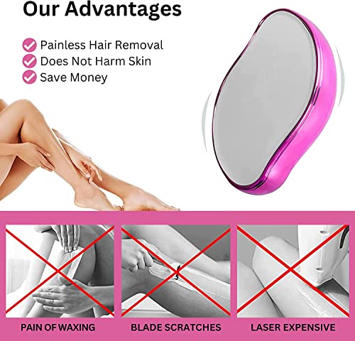 Crystal Hair Eraser | Reusable Exfoliation Flawless Magic Removal Stone for Men and Women Painless Remover Tool for Back, Arms, and Legs Washable and Portable Shaving Epilator for Smooth Skin Pink