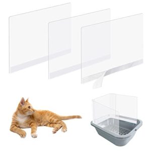 3pcs cat litter box pee shields, high-sided easy clean litter pan pee privacy shields splash guard for open top litter pan(litter box not included)