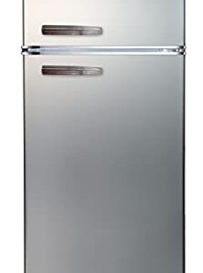 Frigidaire EFR753-PLATINUM EFR753, 2 Door Apartment Size Refrigerator with Freezer, Retro Chrome Handle, 7.5, Silver & BLACK+DECKER EM720CB7 Digital Microwave Oven 700W, Stainless Steel, 0.7 Cu.ft