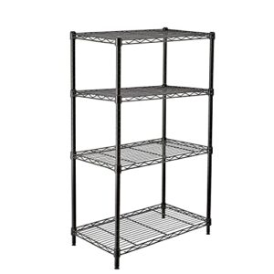 txxplv 4 tier storage shelf wire shelving unit rack, adjustable metal shelves for kitchen laundry garage with leveling feet (black)