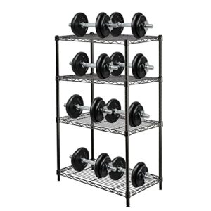 Txxplv 4 Tier Storage Shelf Wire Shelving Unit Rack, Adjustable Metal Shelves for Kitchen Laundry Garage with Leveling Feet (Black)