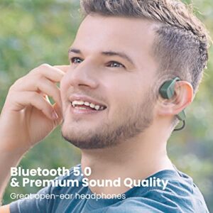 Padmate S30 Bone Conduction Bluetooth Wireless Headphones,Open-Ear Headphones Noice Cancelling, Waterproof Sport Earphones Headset for Workout Office Green