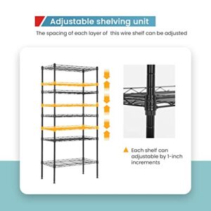 Adjustable NSF-Certified Metal Shelf Wire Shelving Unit Storage for Small Places Restaurant Garage Pantry Kitchen Garage Rack (Black, 21.5L x 11.6W x 47.6H)