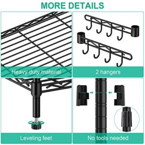 5 Tier Storage Shelves with Wheels - Metal Shelves for Storage Heavy Duty Adjustable Wire Shelving Unit Storage Shelf Organizer Storage Rack for Kitchen Garage Pantry Closet Laundry(36L x 14W x 75H)