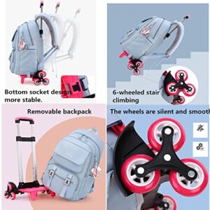 ZHANAO Rolling Backpack Luggage BookBag with Wheels Trolley Bag Wheeled Travel Backpack for Girls & Boys Trolley Bag