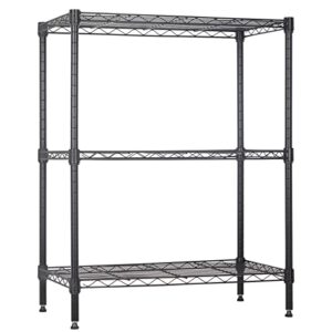 Dlewmsyic 3-Tier Small Wire Shelving Unit, Metal Shelf Height Adjustable 23Lx13.2Wx30.2H 450lbs for Kitchen Pantry Office Rack, Black Storage Shelves