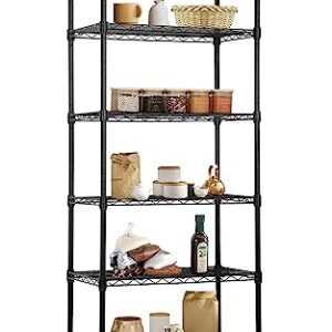 YYkokocat 6-Tier Wire Shelving Unit Detachable Storage Shelves with 8 Adjustable Feet 59" H x 23" x 14" Kitchen Storage Rack Adjustable Metal Shelf for Pantry Closet, 900LB Capacity, Black