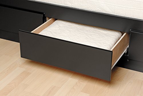 Prepac Captain's Platform Storage Bed with 6 Drawers, Twin, Black & Twin Bookcase Headboard, Black