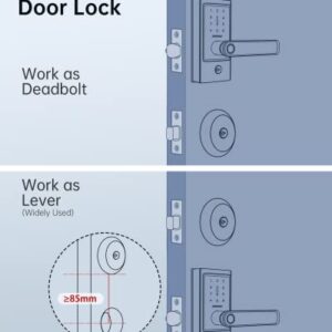 Keyless Entry Door Lock, Zomnua Fingerprint Lever Lock Keypad Door Lock with Handle, Deadbolt Alternative Front Door Lock Biometric Passcode Code Door Lock with IC Card for Home Hotel Office (Silver)