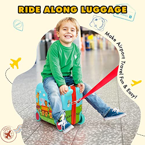 emissary Ride on Suitcase for Kids, 17” Kids Ride On Luggage for Kids, Kids Luggage With Wheels For Girls Boys, Kids Suitcases For Girls Boys,Kids Ride On Suitcase with Wheels