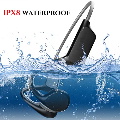 Gogailen Bone Conduction Headphones,IPX8 Waterproof Swimming Headphones Built-in 32GB MP3 Player Bluetooth 5.3,Wireless Open Ear Headset for Swimming,Running,Cycling,Gym Dark