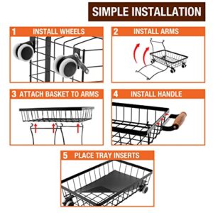 Asani Slim Kitchen Organization Shelf Rack, Convertible 4 Tier Wire Rack Shelving with Wheels, Works as Bathroom Shelf Organizer, Spice Rack Organizer, Wire Fruit Basket, Laundry Room Storage