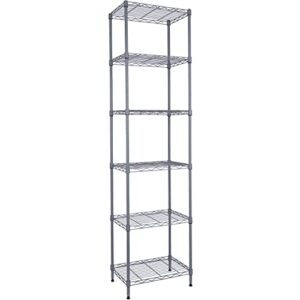 giotorent 6-tier standing shelving metal units, adjustable height wire shelf display rack for laundry bathroom kitchen 16.6” x 11.6” x 63” (6-tier-down, gray)