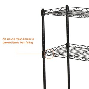 Karl home 5-Tier Wire Unit Shelves, Adjustable Height Metal Storage Shelves for Kitchen/Bathroom/Garage Closet Organization, Stainless & Sturdy Frame,440lbs Capacity, 21”L x 11”W x 59”H.