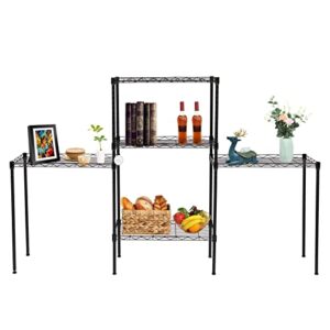 Karl home 5-Tier Wire Unit Shelves, Adjustable Height Metal Storage Shelves for Kitchen/Bathroom/Garage Closet Organization, Stainless & Sturdy Frame,440lbs Capacity, 21”L x 11”W x 59”H.