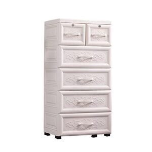 five-shelf freestanding storage cabinet, plastic dresser with 6 drawers, tower closet organizer on wheels, for bedroom, apartments, dorm rooms