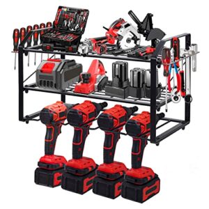 zjtl power tool organizer shelf,heavy duty power tool holder,drill holder wall mount,electric drill storage rack with black