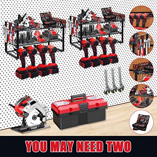 ZJTL Power Tool Organizer Shelf,Heavy Duty Power Tool Holder,Drill Holder Wall Mount,Electric Drill Storage Rack with Black