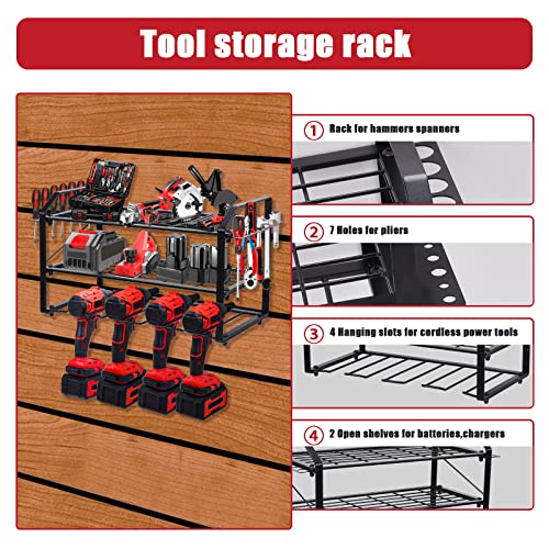 ZJTL Power Tool Organizer Shelf,Heavy Duty Power Tool Holder,Drill Holder Wall Mount,Electric Drill Storage Rack with Black