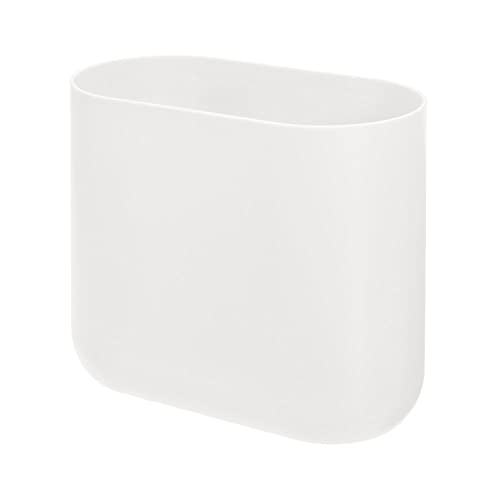 iDesign Recycled Plastic Slim Oval Waste Basket, The Cade Collection – 10.625” x 5.5” x 9.75”, Coconut